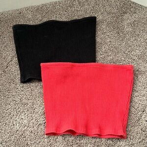 Bundle: Urban Outfitters Ribbed Tube Tops in Black and Red
